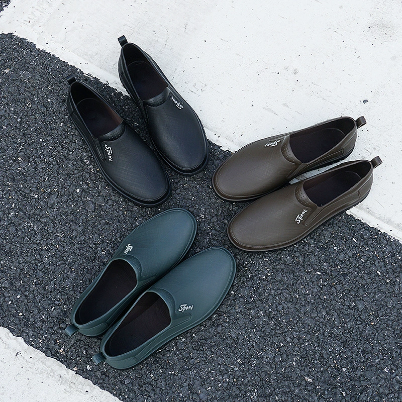 Модные непромокаемые ботинки с низким верхом, мужские бархатные хлопковые Нескользящие непромокаемые ботинки, короткая обувь, кухонная Автомойка, Рабочая обувь, рыболовная обувь, резиновая обувь