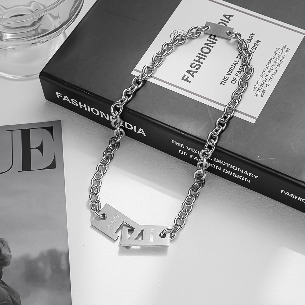 Hip-Hop Geometric Titanium Steel Necklace 1 Piece