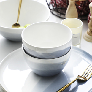 Nordic Household Creative Tableware Internet Celebrity Bowl and Dish suit Ceramic Soup Bowl Rice Bowl Plate Instagram Style Bowl and Dish for One Person