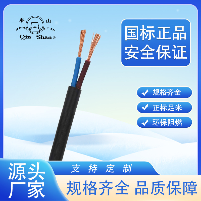 秦山电缆RVVB2芯0.3平方扁护套多股软电线 PVC材质环保阻燃3C电线