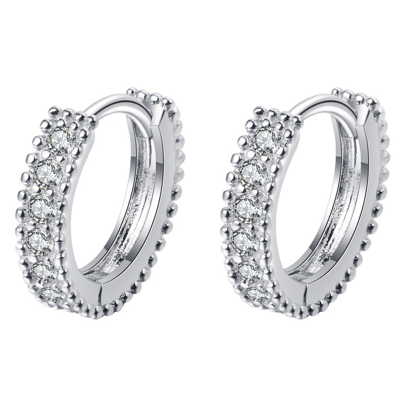 Pendientes de plata S925 hembra con incrustaciones D-color moissanite anillo de oreja diamante artificial gancho de oreja pequeña joyería de oreja fresca entrega de una pieza