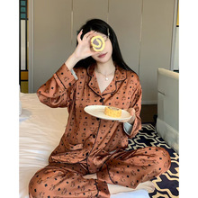 M家大牌风高级感睡衣女士冰丝丝绸秋冬季长袖温暖舒适家居服