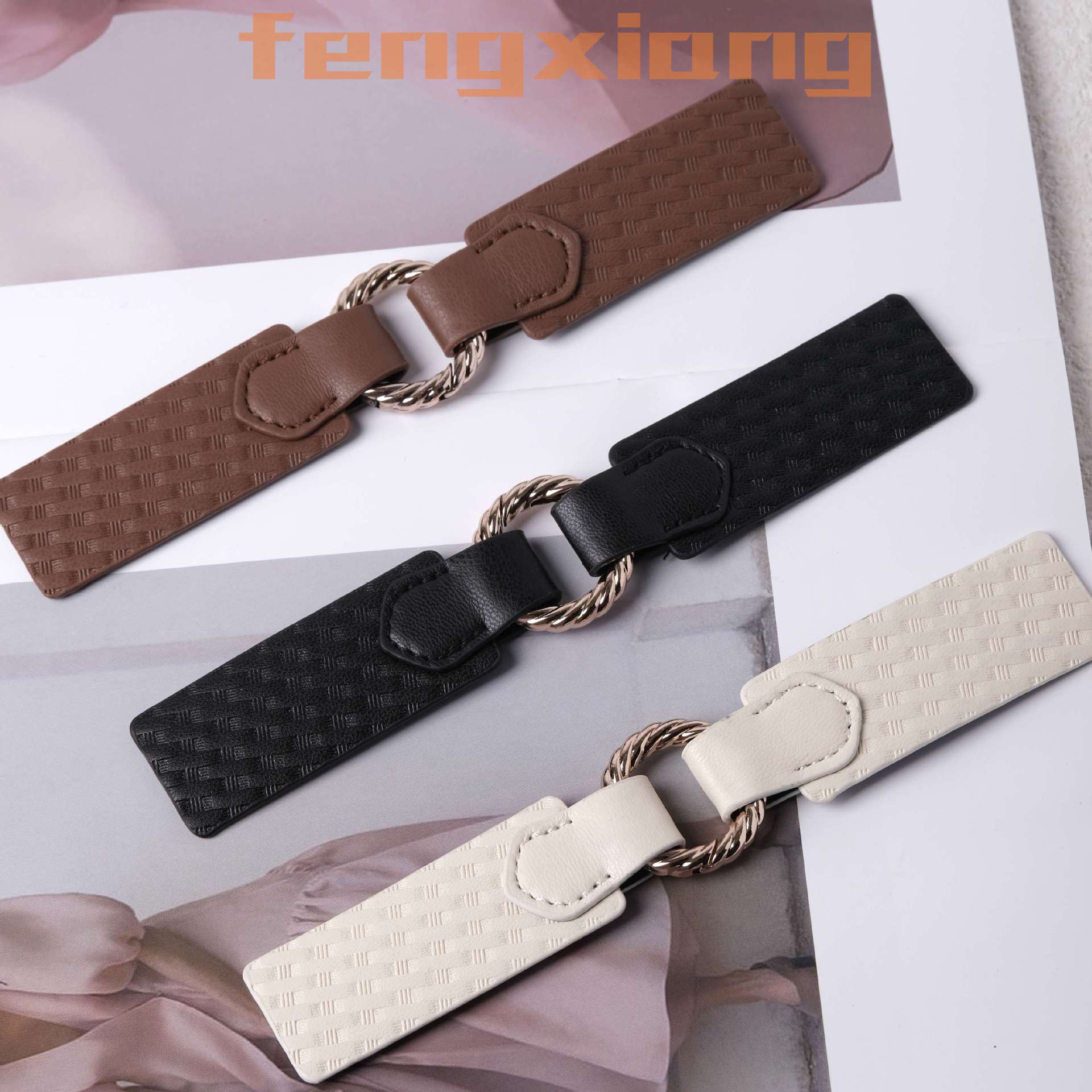 皮对搭厂家直销现货皮扣披肩服装帽服装辅料皮袢皮卡子金色大衣