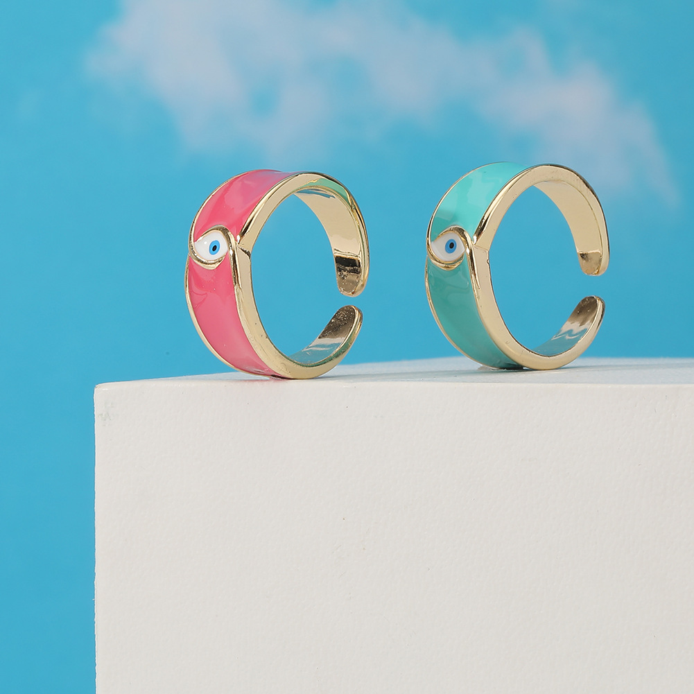 Fashion Geometric Eye Copper Open Ring Plating Copper Rings
