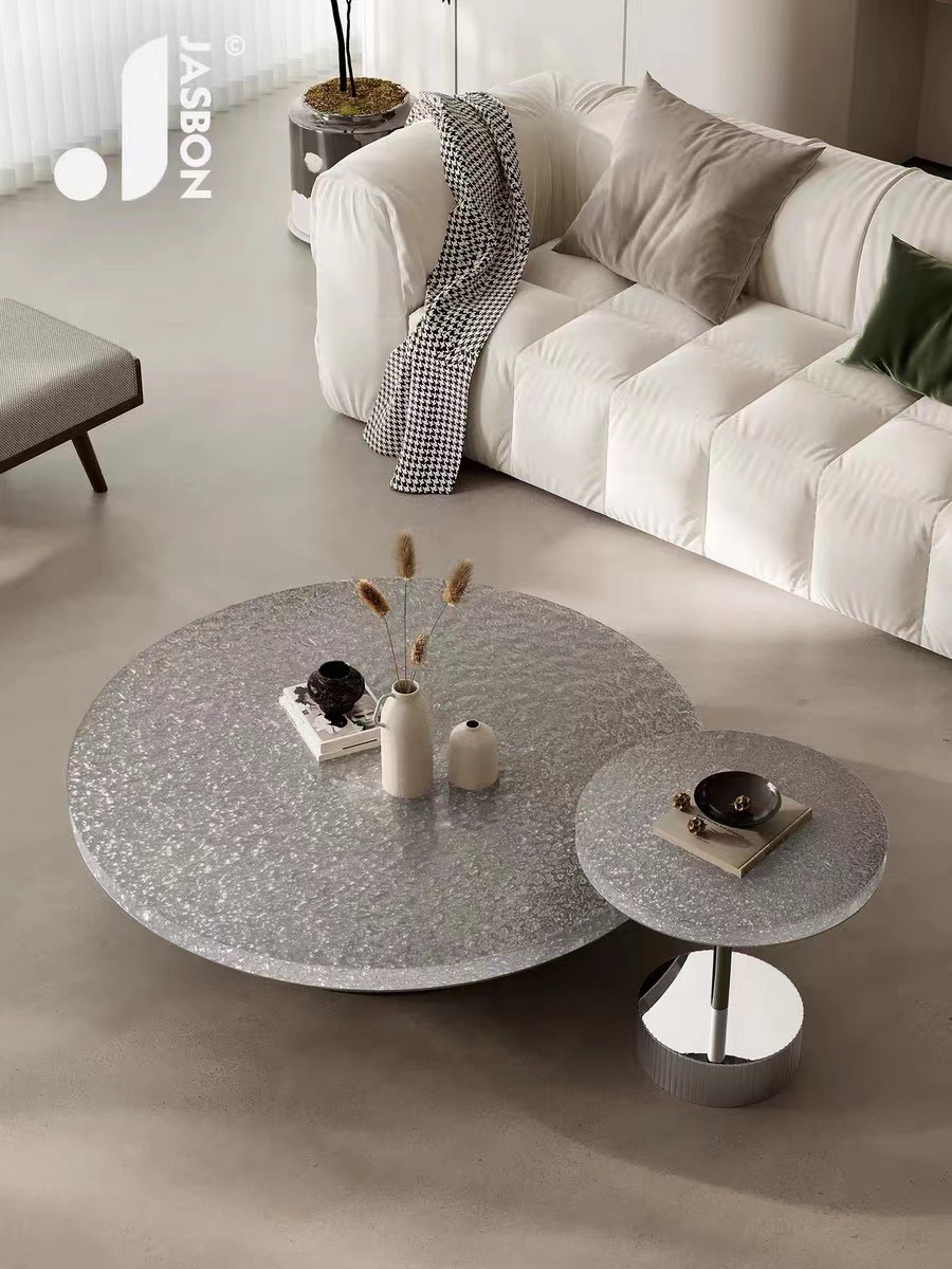 Acrílico mesa redonda de té combinación Luz de lujo de gama alta pequeño apartamento sala de estar hogar simple mesa de té de vidrio moderno