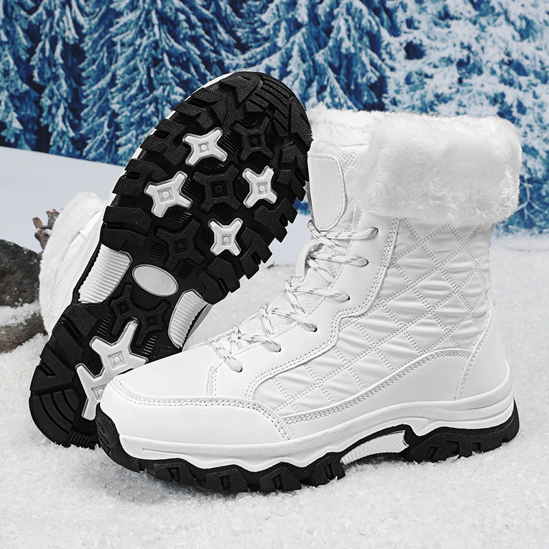 Botas de Nieve de Caña Alta para Mujer, Cuero Sintético, Térmicas para Viajes