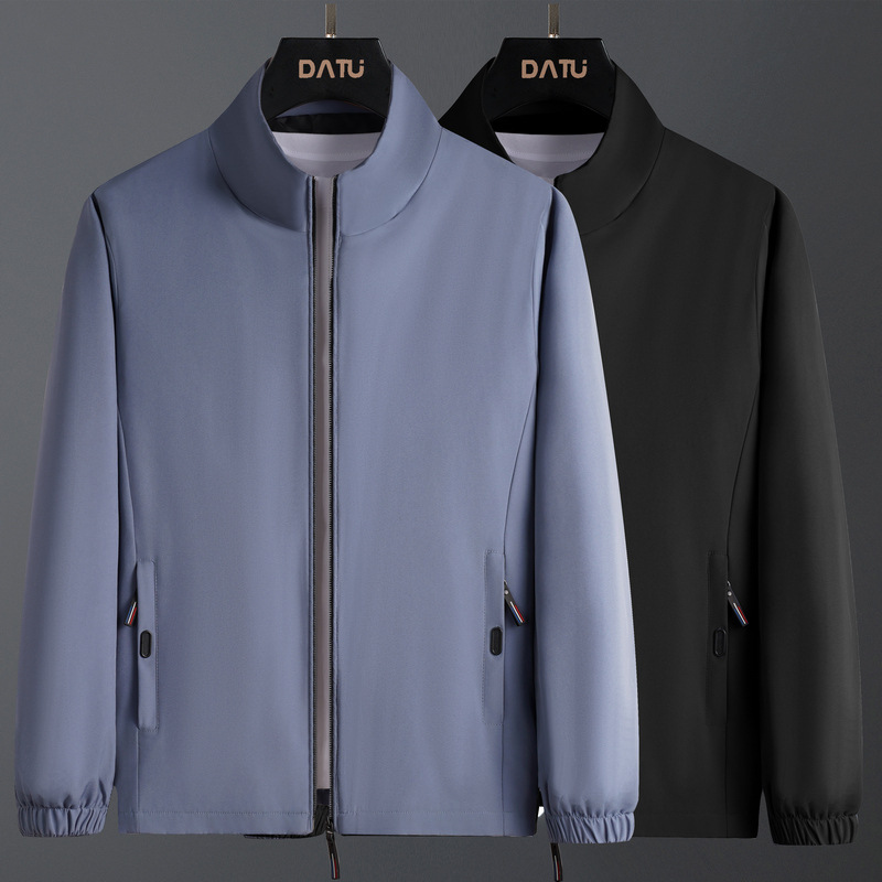 Chaquetas de Otoño 2023 para Hombre, Chaquetas de Negocios de Color Sólido, Chaquetas Deportivas Casuales con Cuello Alto para Hombre