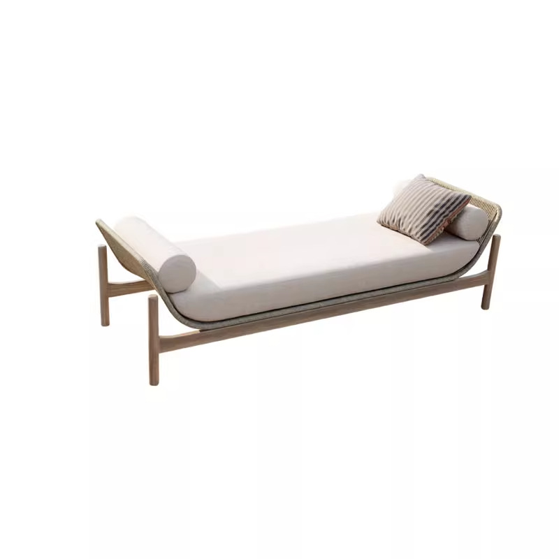 Madera sólida nórdica al aire libre ocio de caña anticorrosivo sofá de madera impermeable y solar patio modelo de casa de muebles de teca combinación