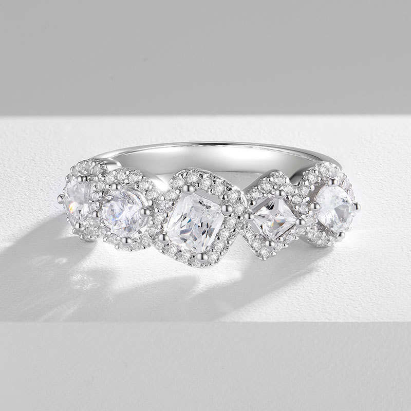 Zircon Wedding Ring For Women Irregular Geometric Silver Jewellery_voghion.com