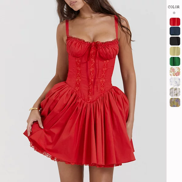 Cross-border Amazon 2024 Spring and Summer New European and American Sexy Women's Lace Stitching Waist Sling Skirt for Children