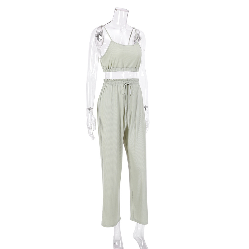 Dam pyjamaset i ribbstickat material ventilerande hemmabruk_voghion.com
