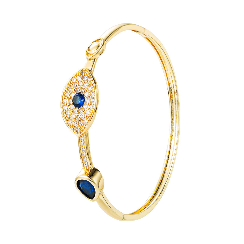 Devilu0027s Eye Series Retro Hip Hop Copper Plated Real Gold Inlaid Zircon Bracelet I