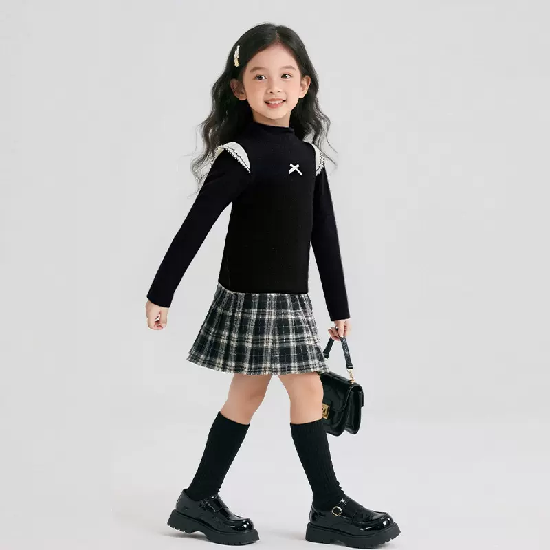 女童单上衣半高领德绒打底衫时尚儿童宝宝秋冬季新款秋衣长袖内搭