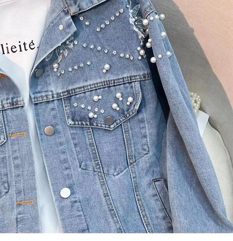 Dam jeansjacka lös passform mångsidig och vardaglig stil_voghion.com