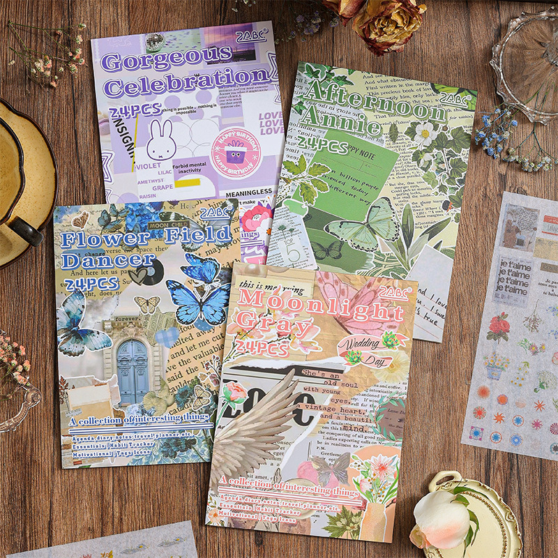 Colección de diversión Serie Este libro de pegatinas retro creativo Diy material de decoración de cuentas a mano Collage Escenografía Etiqueta engomada de cuentas a mano