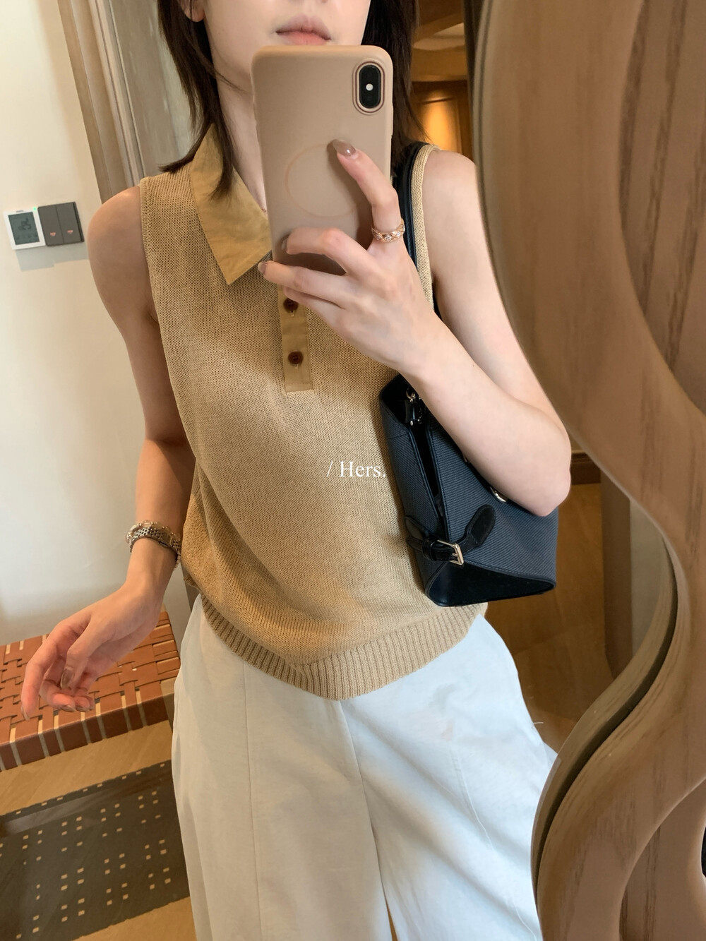 Áo len cổ lọ nữ không tay phong cách cổ điển — Màu cà phê, Vàng thẻ, màu trắng chi tiết 23