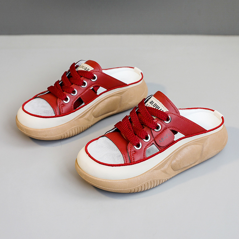 Zy5825 Nuevas pantuflas de malla para mujer, estilo veraniego, modernas e informales, transpirables, con suela gruesa y que aumentan la altura._voghion.com