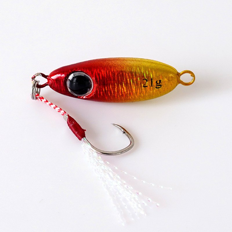 Placa de hierro de un solo gancho de piedra pequeña transfronteriza tiro largo cebo de metal luya miniatura luminosa ojo grande Placa de hierro al por mayor