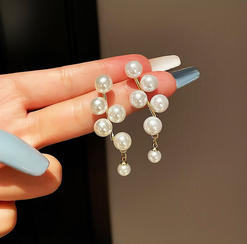 925 シルバー針ロングパールタッセルイヤリング女性のハイエンドレトロな気質パールイヤリングイヤリング卸売|undefined