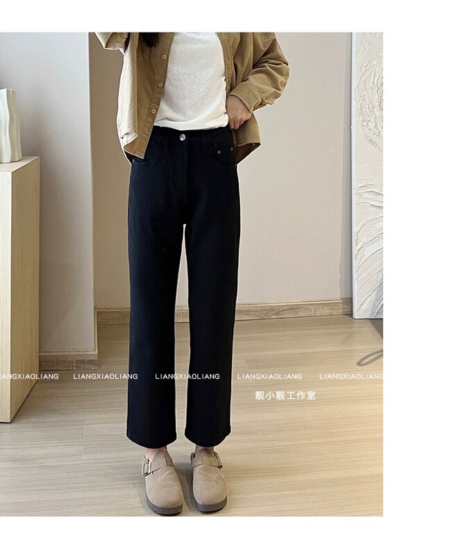 靓小靓天生细腿薯条裤万象弹莱卡棉9分小直筒烟管气质女牛仔裤|undefined