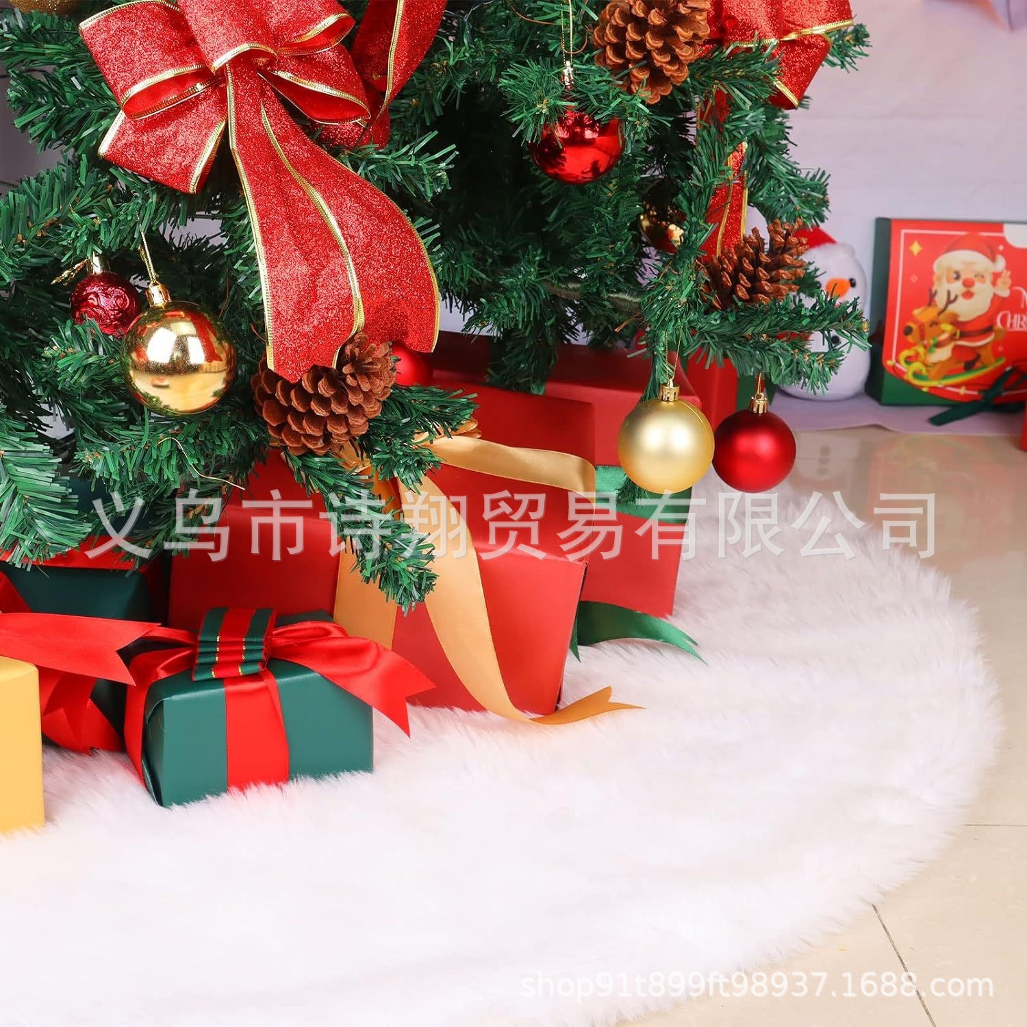 Falda para árbol de Navidad transfronteriza, falda para árbol de lentejuelas con copos de nieve nacarados, falda para árbol bordada de felpa blanca, decoración para árbol de Navidad