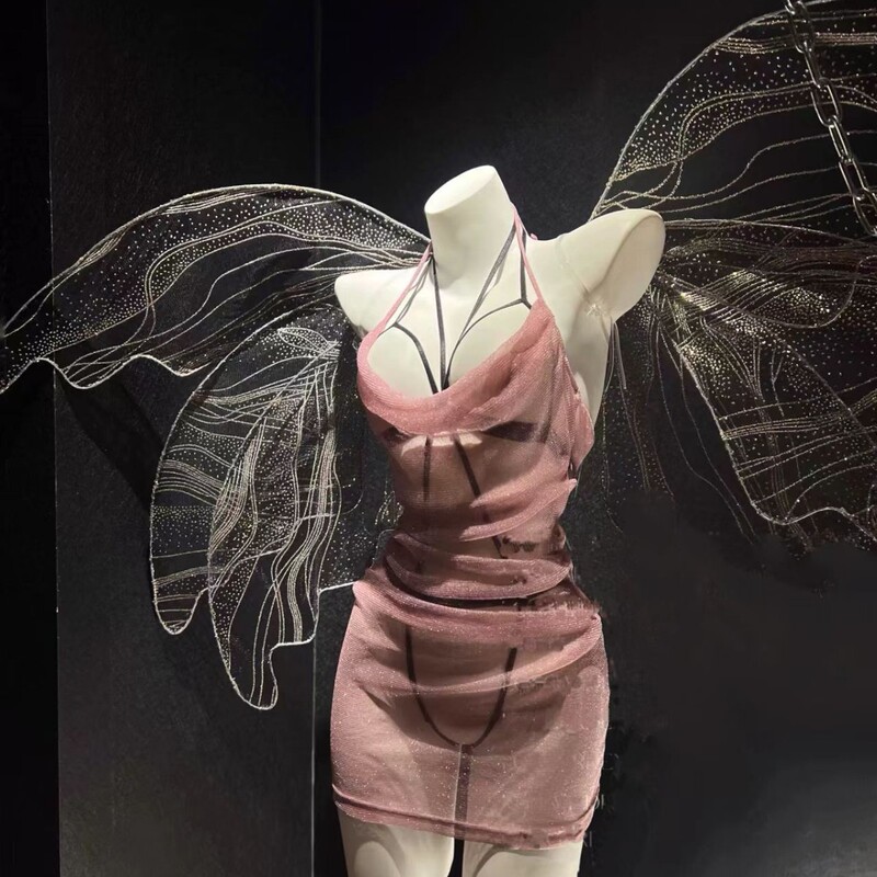 Medusa 1305 Sexy Lingerie Strap Two-Piece Set Pink Pullover Sm Uniform Temptation Hip-Hugging Open-Crotch No-Removal Women's Outfit