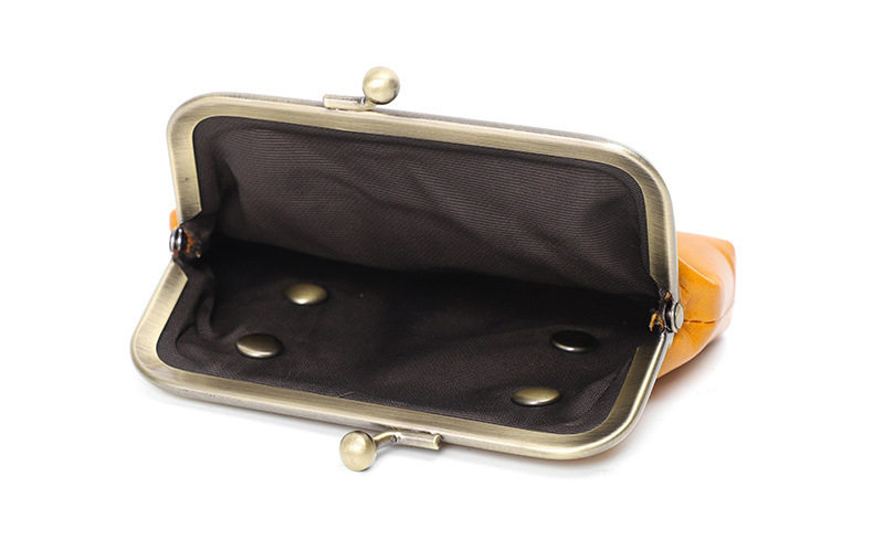 Ví nữ da bò thật cổ điển dạng gấp đựng tiền xu thẻ 11×6×8 cm — Màu đen, Đỏ hoa hồng chi tiết 13