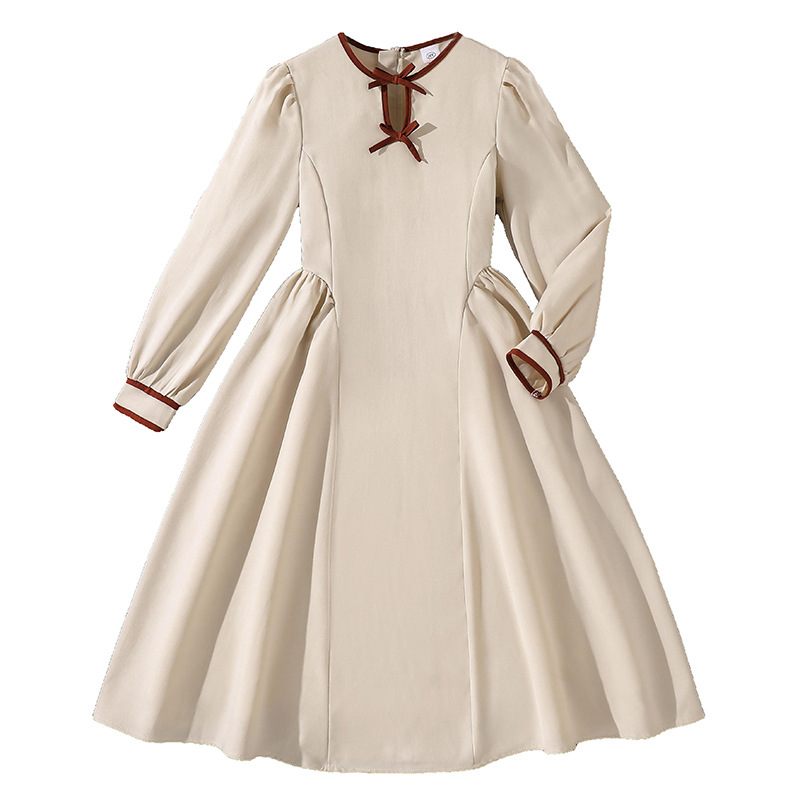 Ropa infantil transfronteriza 2026 otoño nuevo estilo de princesa francesa estilo de color sólido delgado empalme vestido grande explosión image 5
