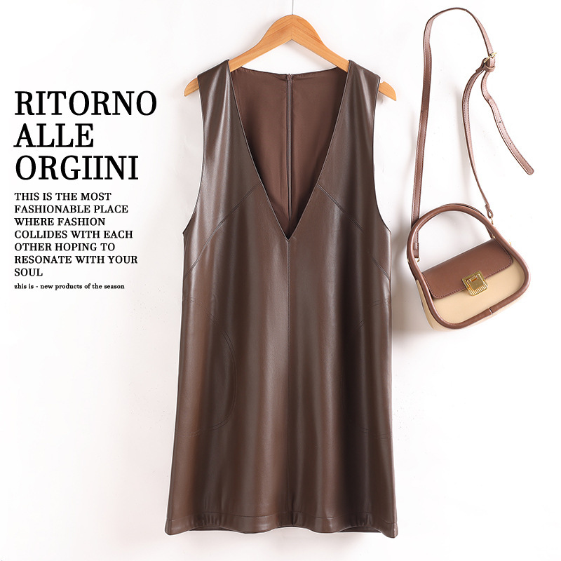 Trendy Autumn New Playful Skirt High-Quality Outerwear Sheepskin Slimming Vest Dress