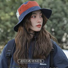 跨境直播户外拼接防晒渔夫帽女韩版夏季薄款速干登山帽骑车遮阳帽