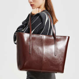 复古牛皮大包包女士包2025新款托特包大容量女真皮百搭通勤单肩包