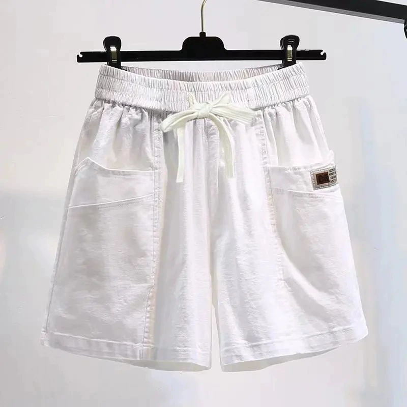 Summer fashionable shorts, thin solid trousers, oversize, drawstring, city style