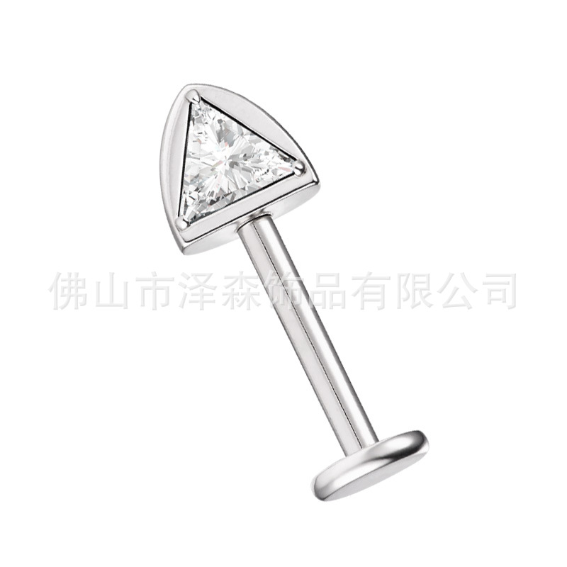 F136 Titanium Alloy Cat Ear Stud Earrings with Zircon Inlaid Lip Piercing Jewelry Devil Nail Ear Bone Stud detail image 10