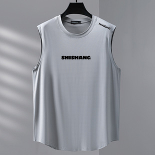 Plus-Size Men's Ice Silk Mesh Vest Summer Oversized Loose Thin Sports Breathable Sleeveless T-Shirt 100kg
