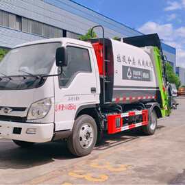 福田蓝牌垃圾清运车图片  6方垃圾车 后装压缩式垃圾车厂家价格