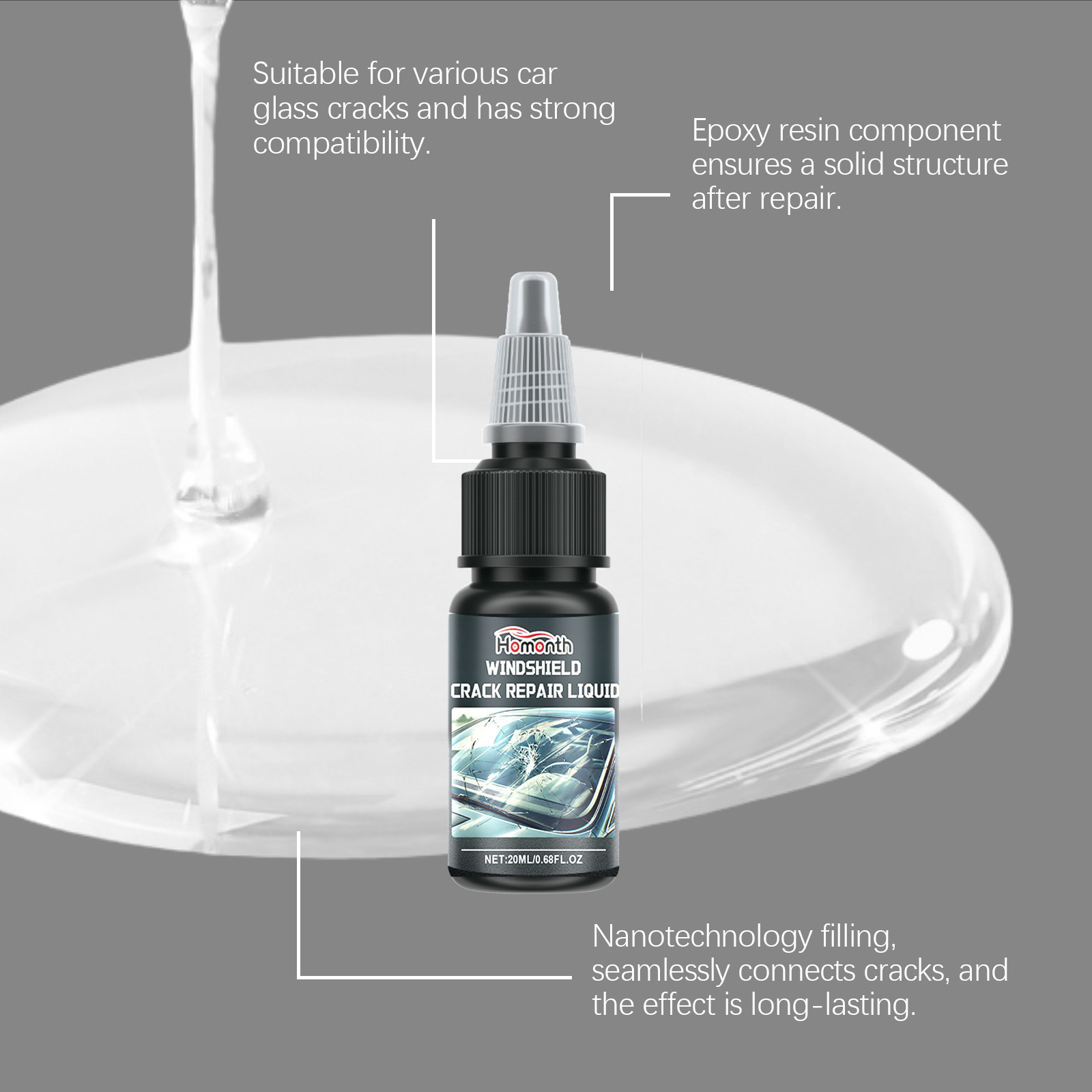 stiklo įtrūkimų remonto rinkinys automobilio priekinis stiklas įtrūkimai įbrėžimai skaidrus matymas klijų skystis_voghion.com