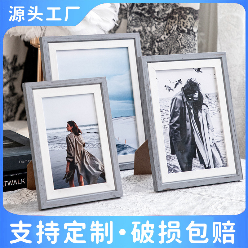 Scandinavian Wooden Photo Frame Table A4 Inch 6 Inch 8 Inch 10 Inch 12inch 14inch Wall Hanging Empty Picture Frame Cross-Border Wholesale Customization