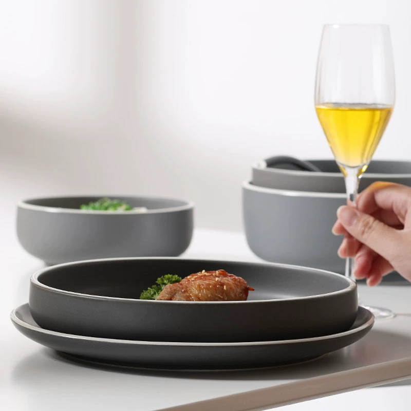 Japanese ceramic tableware set, creative soup bowls and plates, simple elegant design