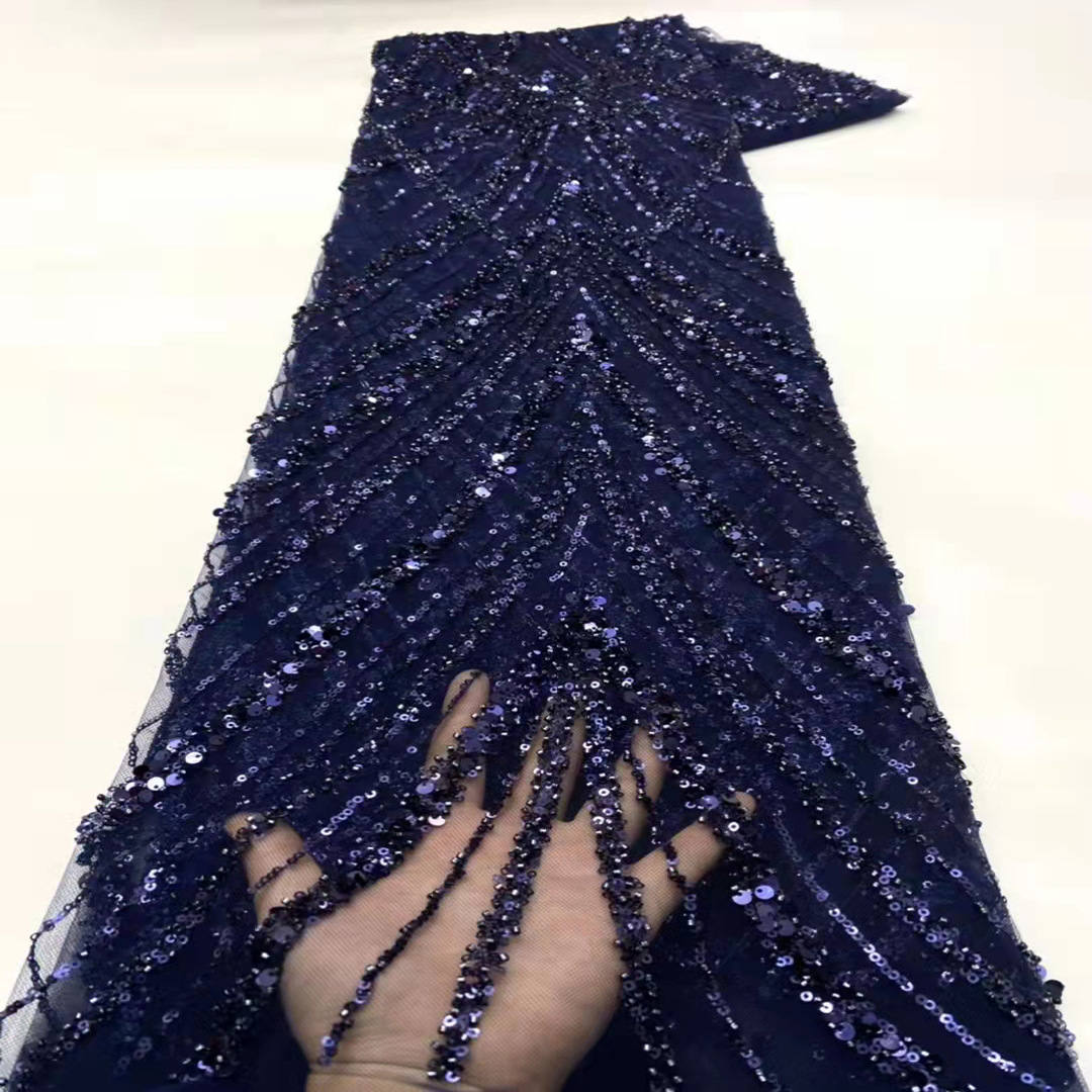 Industria pesada Africana lentejuelas encaje de alta calidad bordado malla vestido de novia tela con cuentas encaje jx1929