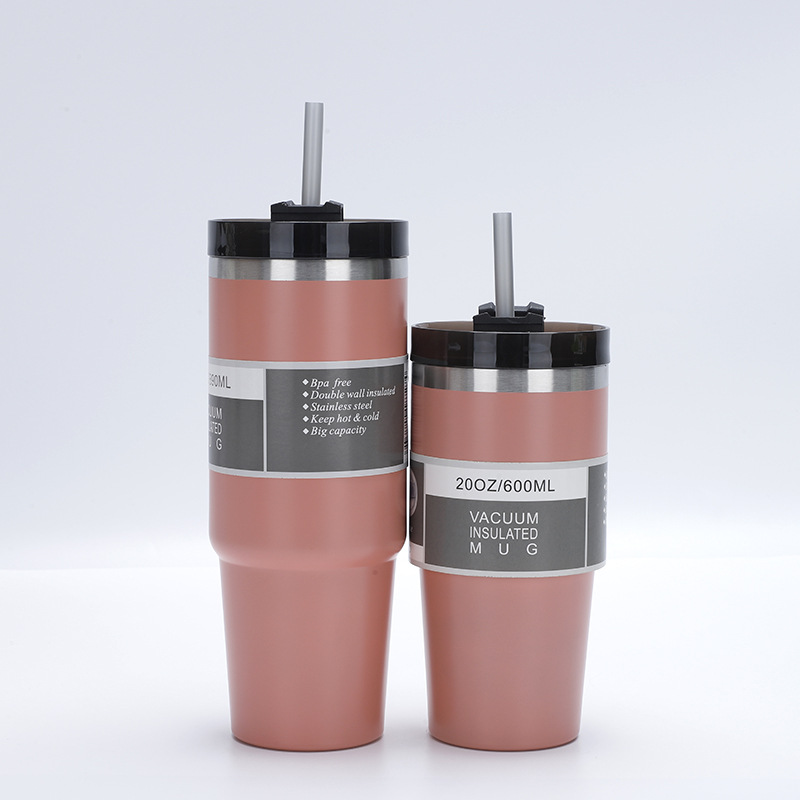 Taza de helado de doble capa 20oz30oz Taza de coche al aire libre taza de café taza de vacío de acero inoxidable taza de paja al por mayor