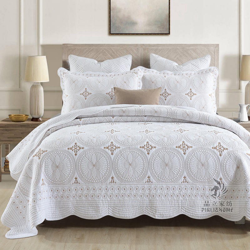 European-style Cotton Embroidery Clip Sheets Double Thick Washable Pure Cotton Bed Cover