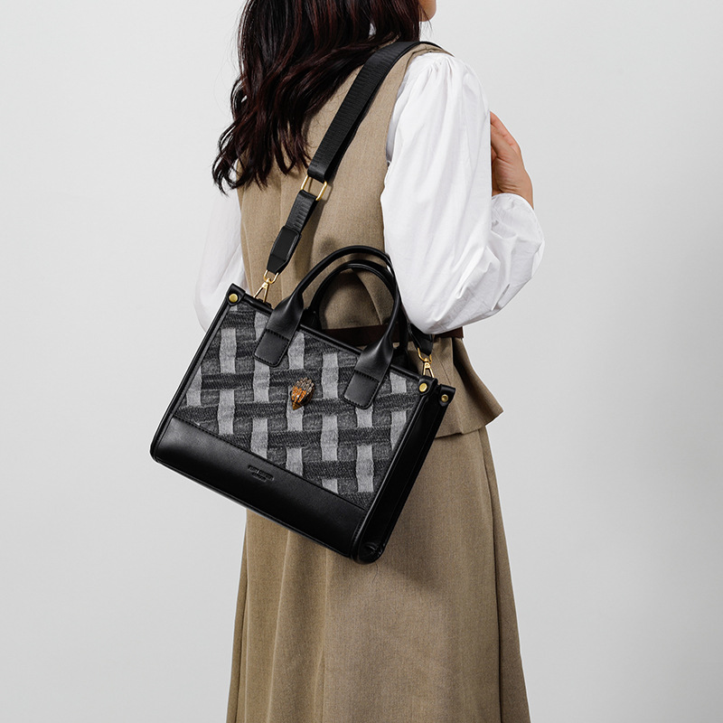 Transfronterizos de alta calidad tejido bolso denim de mujer gran capacidad bolso de mano tote urbano simple mochila de viaje