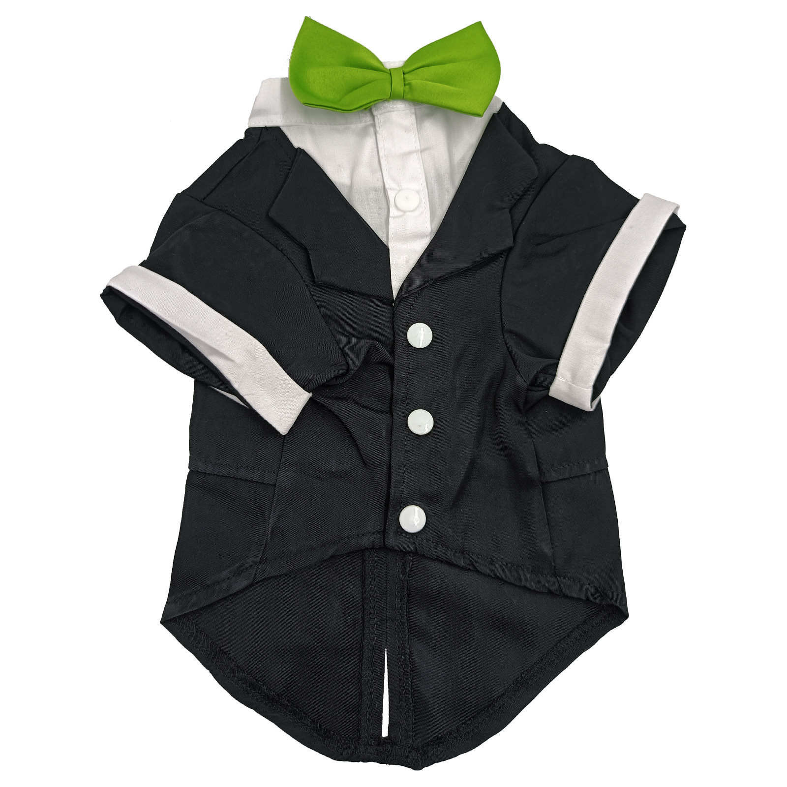 草绿领结礼服平铺正面