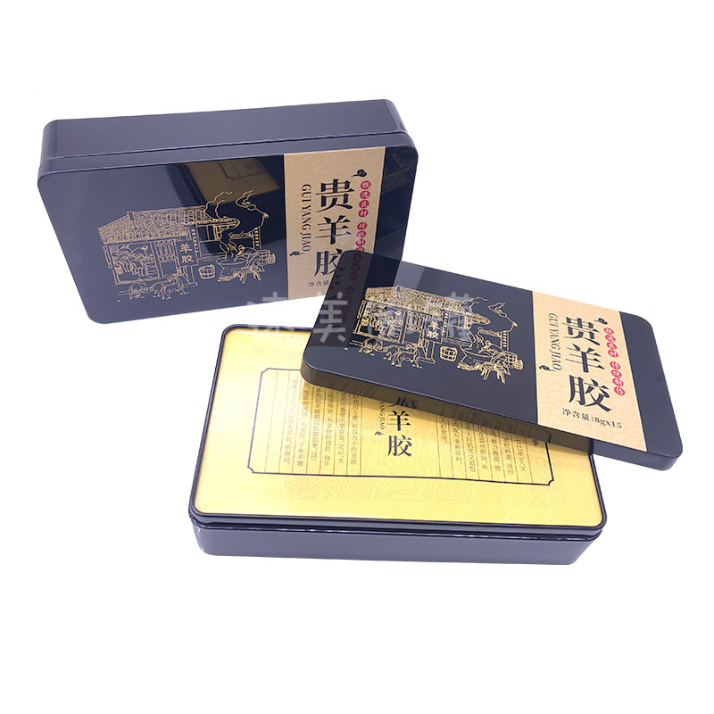 长方型缩口罐 药材马口铁盒包装 贵羊胶粉铁盒厂家批发