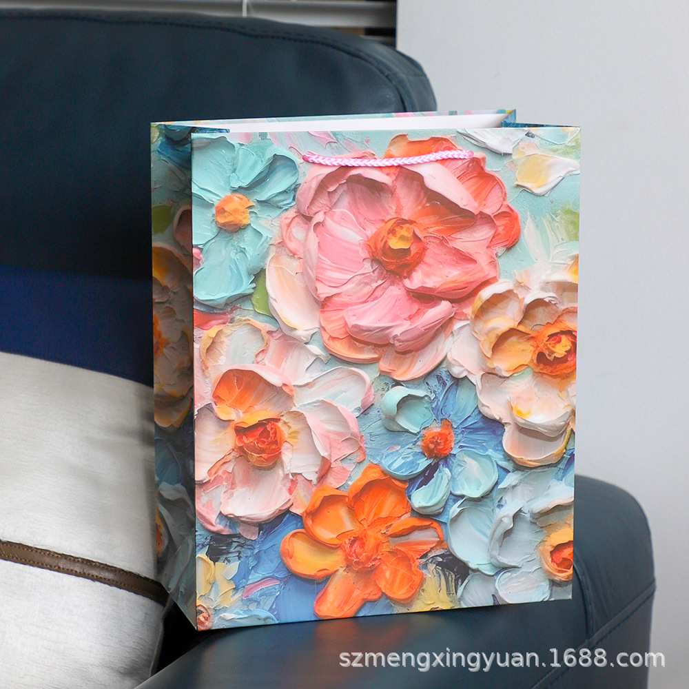 Bolsa de regalo de pintura al óleo creativa Bolsa de papel de mano Bolsa de regalo de cumpleaños Bolsa de regalo de día de San Valentín Bolsa de regalo de flores Bolsa de papel