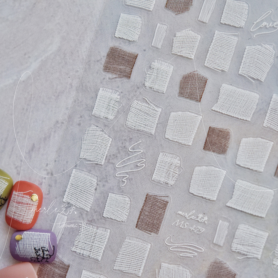 Tomoni fino duro uñas pegatinas sin pérdida cooperación japonés retro uñas pegatinas al por mayor carta tela MS472