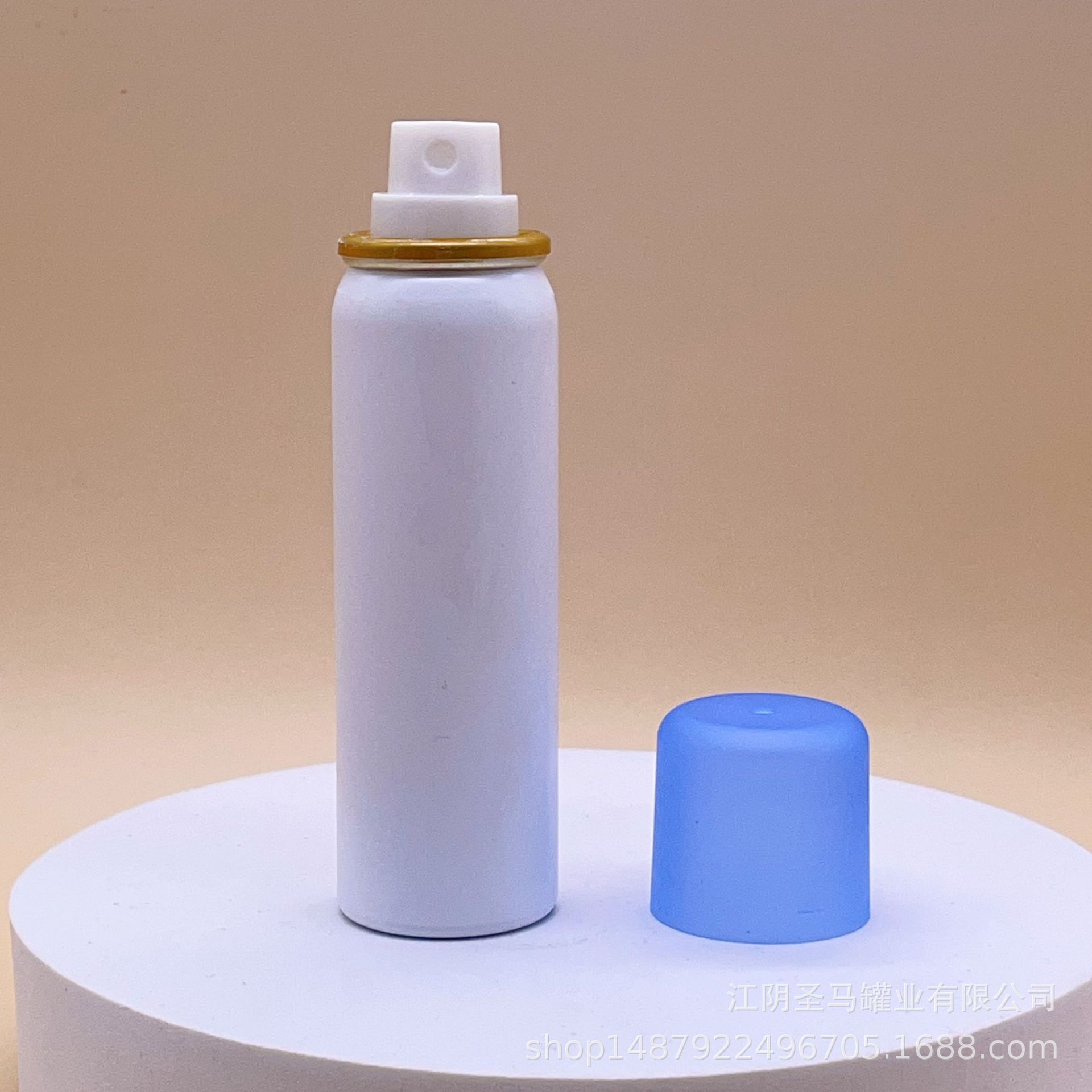 生产80毫升白色哑光面一元喷雾泵50ml二元铝罐充气连续喷阀门包材