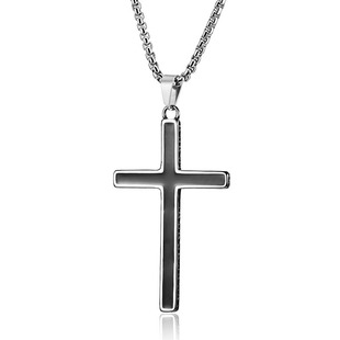 Stainless steel men's personalized simple and elegant epoxy pendant cross-border Amazon titanium steel cross men's necklace
