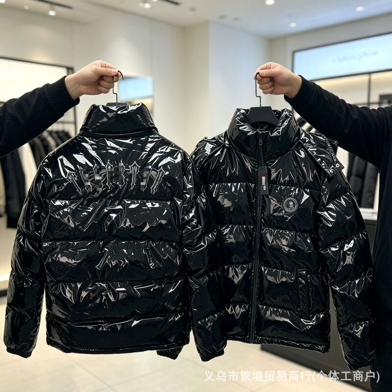 Cross-border Trapstar trendy jacket, drip drill design, shiny finish, classic American style, men's, detachable hood, down-filled Cross-border Trapstar trendy jacket, drip drill design, shiny finish, classic American style, men's, detachable hood, down-filled