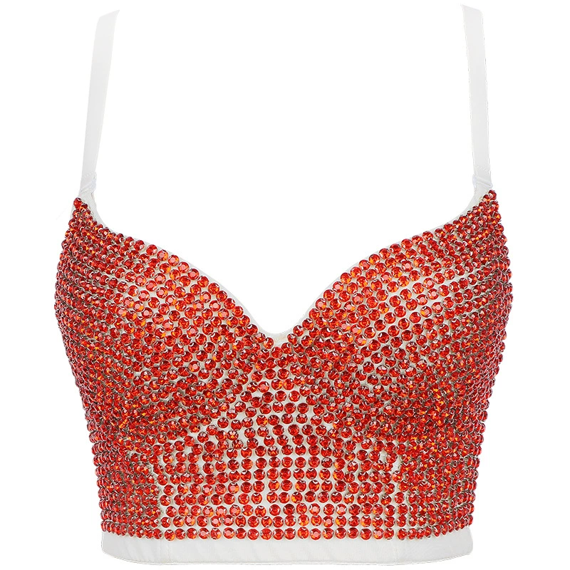 Sling Bralette (Lu Qiu) Embellished with Rhinestones & Beads, Colors, Sizes 34B–40C